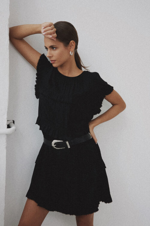 Florance - mini sukienka z ozdobnym pasem czarna